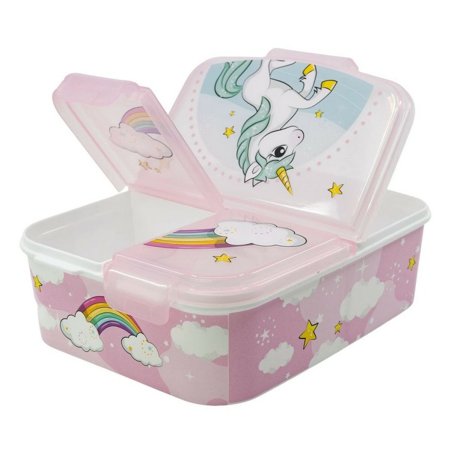 Madkasse med rum til bestik Stor Unicorn Rainbow (6,7 x 16,5 x 19,5 cm) #2