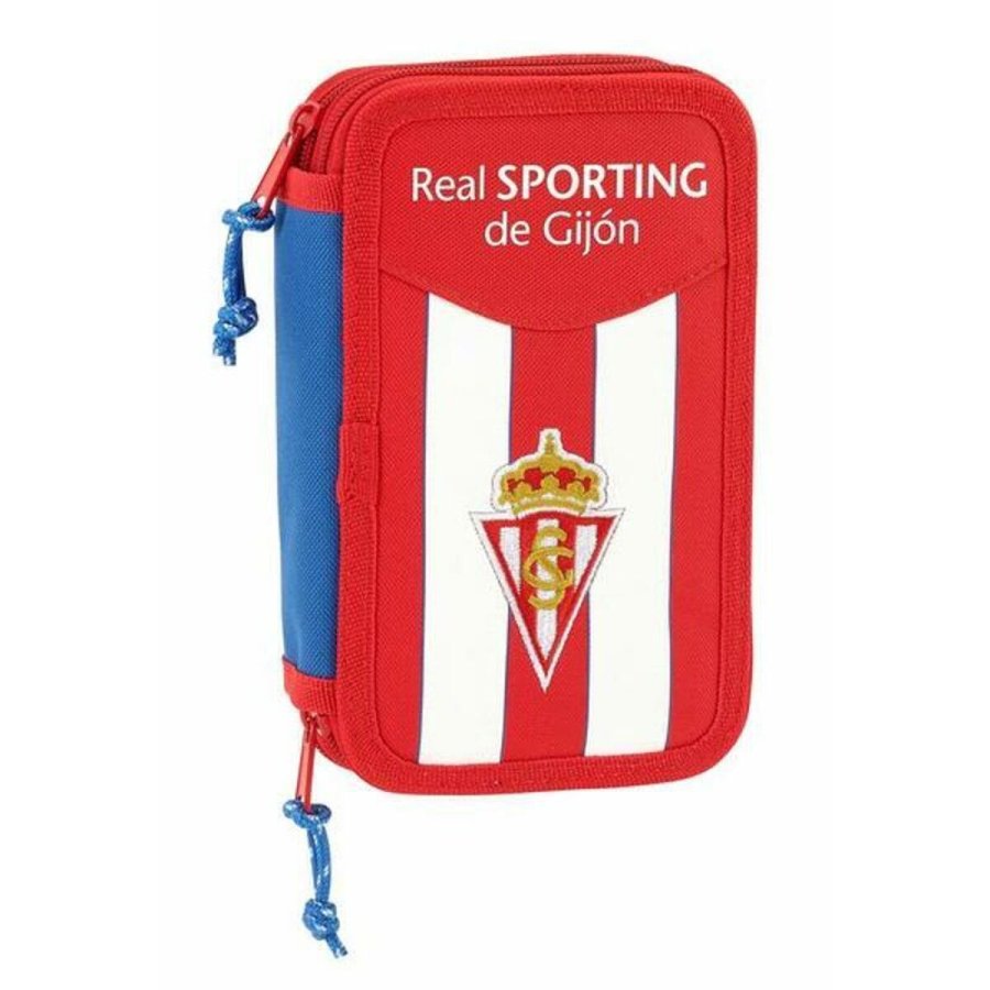 Dobbelt penalhus Real Sporting de Gijn Hvid Rd 12.5 x 19.5 x 4 cm (28 Dele) #1