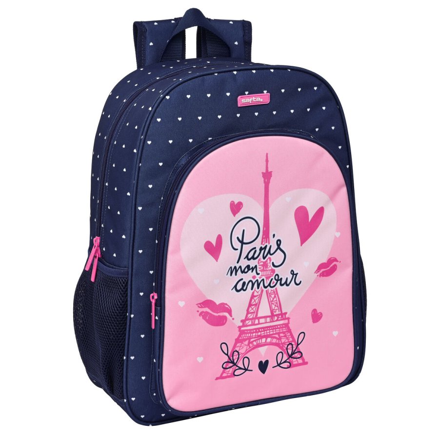 Skoletaske Safta Paris Pink Marinebl 33 x 42 x 14 cm #1