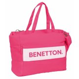 Taske med lomme til b�rbar computer Benetton Fuchsia Pink 54 x 31 x 17 cm #1
