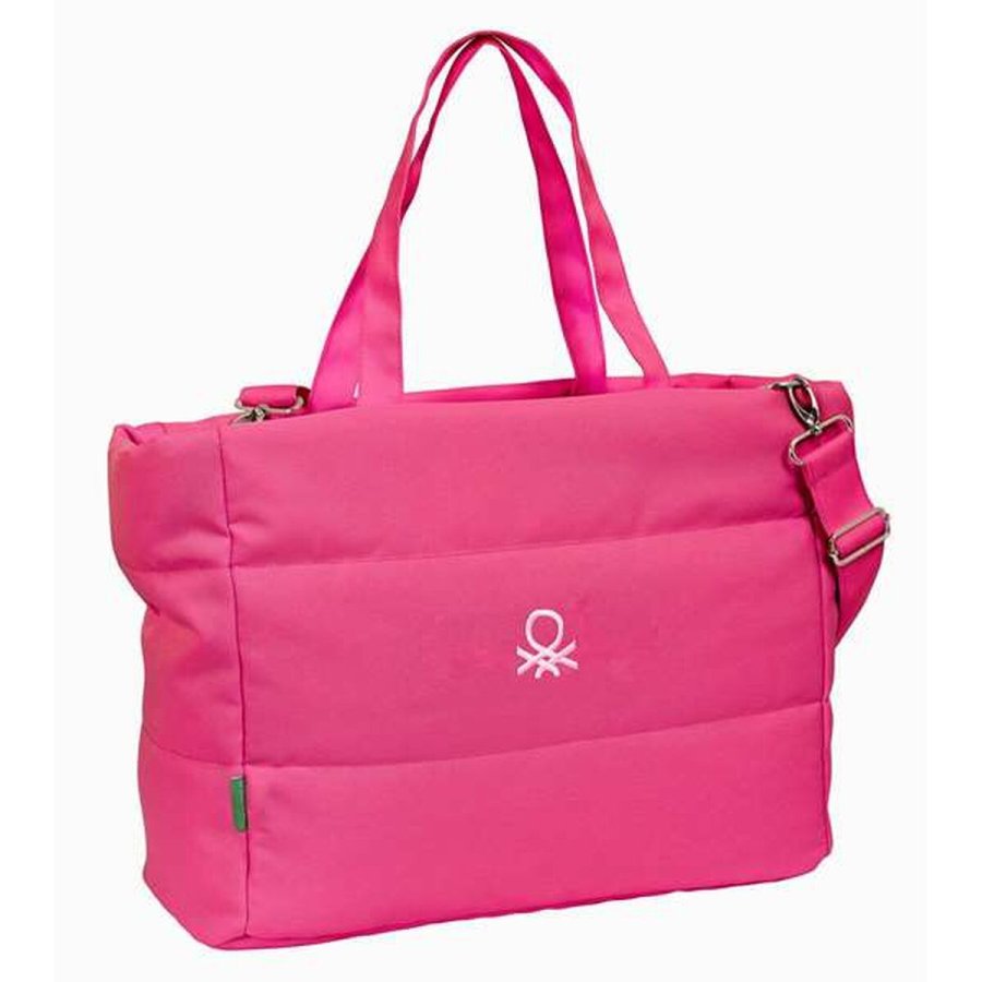 Taske med lomme til b�rbar computer Benetton Fuchsia Pink 54 x 31 x 17 cm #2