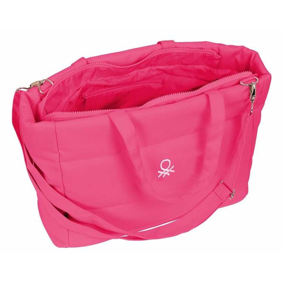 Taske med lomme til b�rbar computer Benetton Fuchsia Pink 54 x 31 x 17 cm #5