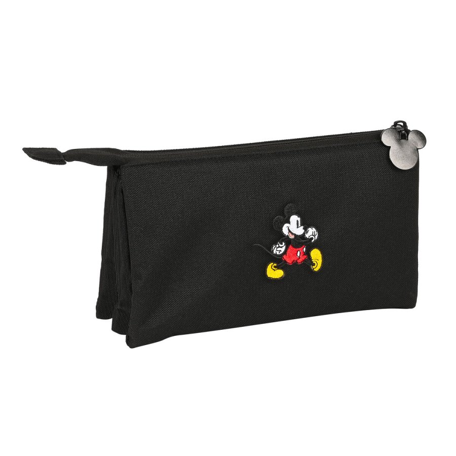 Tredobbelt bretaske Mickey Mouse Sort 22 x 12 x 3 cm #1