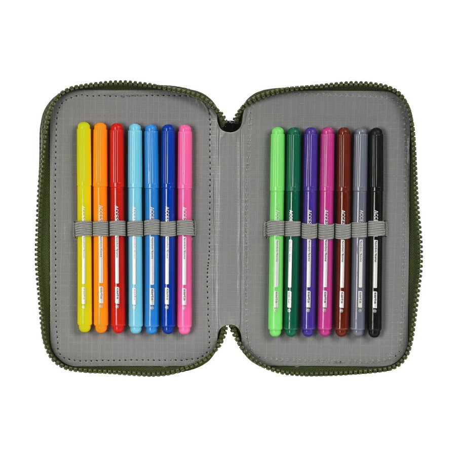 Tredobbelt Penalhus Safta Dark forest Sort Grn 12.5 x 19.5 x 5.5 cm (36 Dele) #2