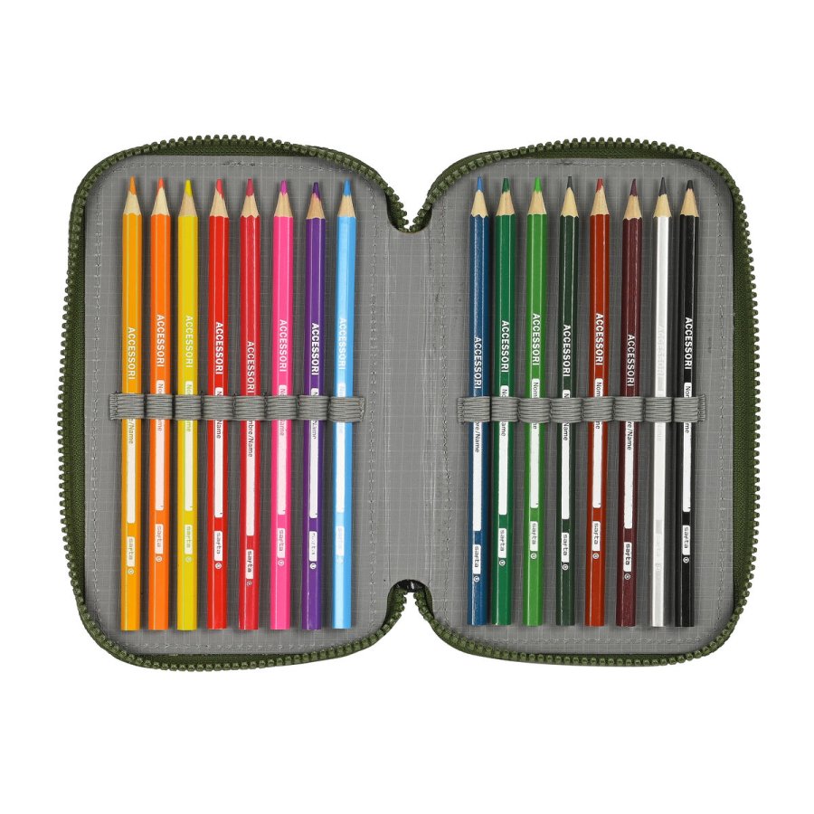 Tredobbelt Penalhus Safta Dark forest Sort Grn 12.5 x 19.5 x 5.5 cm (36 Dele) #3