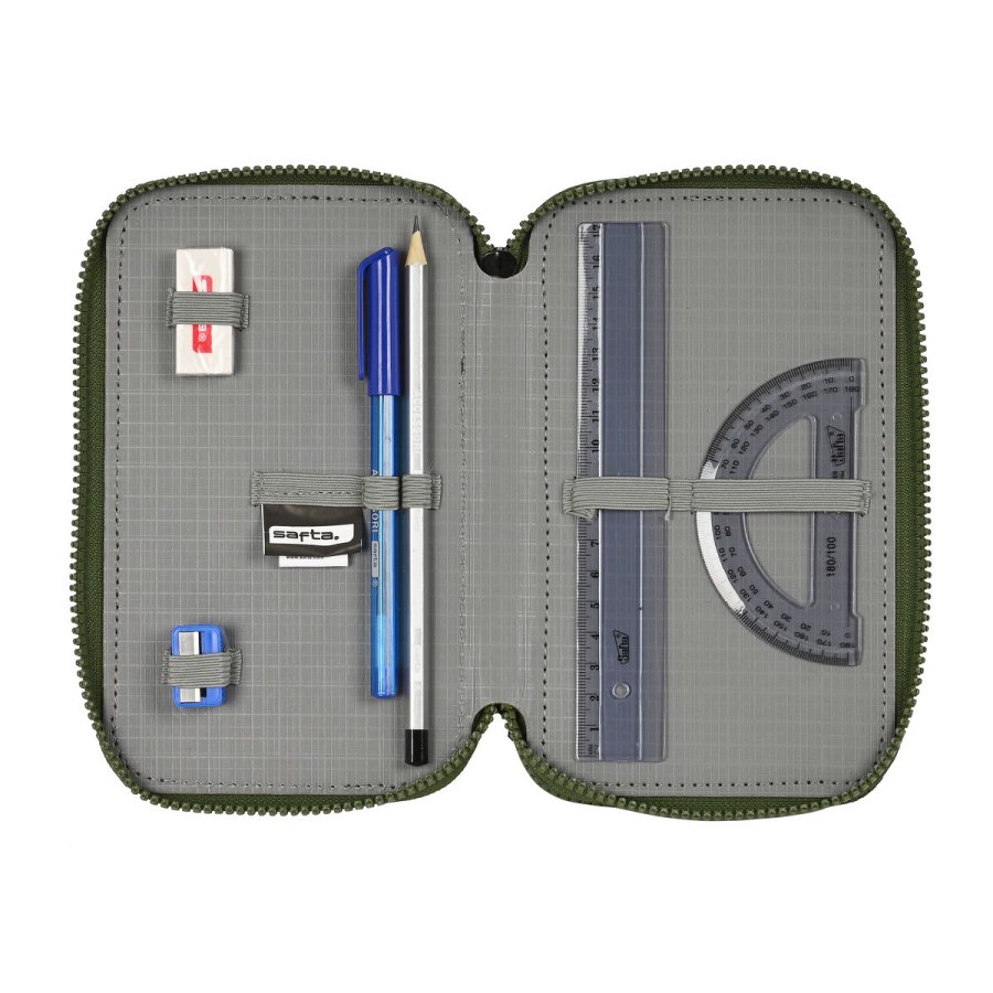 Tredobbelt Penalhus Safta Dark forest Sort Grn 12.5 x 19.5 x 5.5 cm (36 Dele) #4