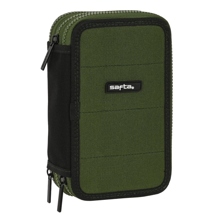 Tredobbelt Penalhus Safta Dark forest Sort Grn 12.5 x 19.5 x 5.5 cm (36 Dele) #1