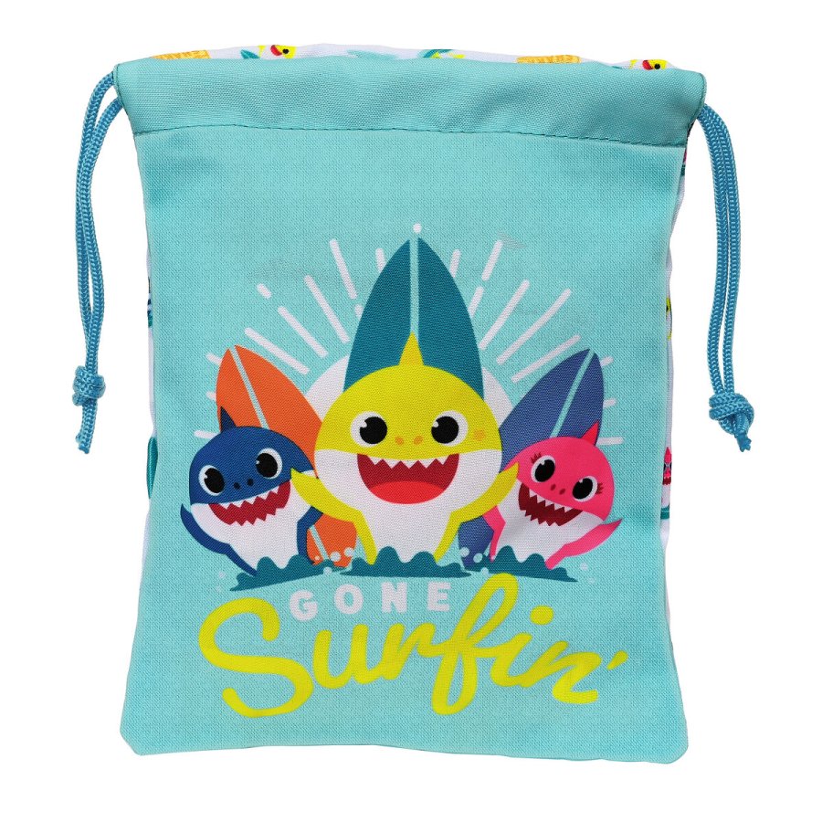 Madkasse med tilbehr Baby Shark Surfing 20 x 25 x 1 cm sk (sack) Bl Hvid #1
