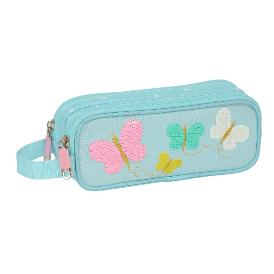 Dobbelt carry-all Moos Butterflies Lysebl 21 x 8 x 6 cm #1