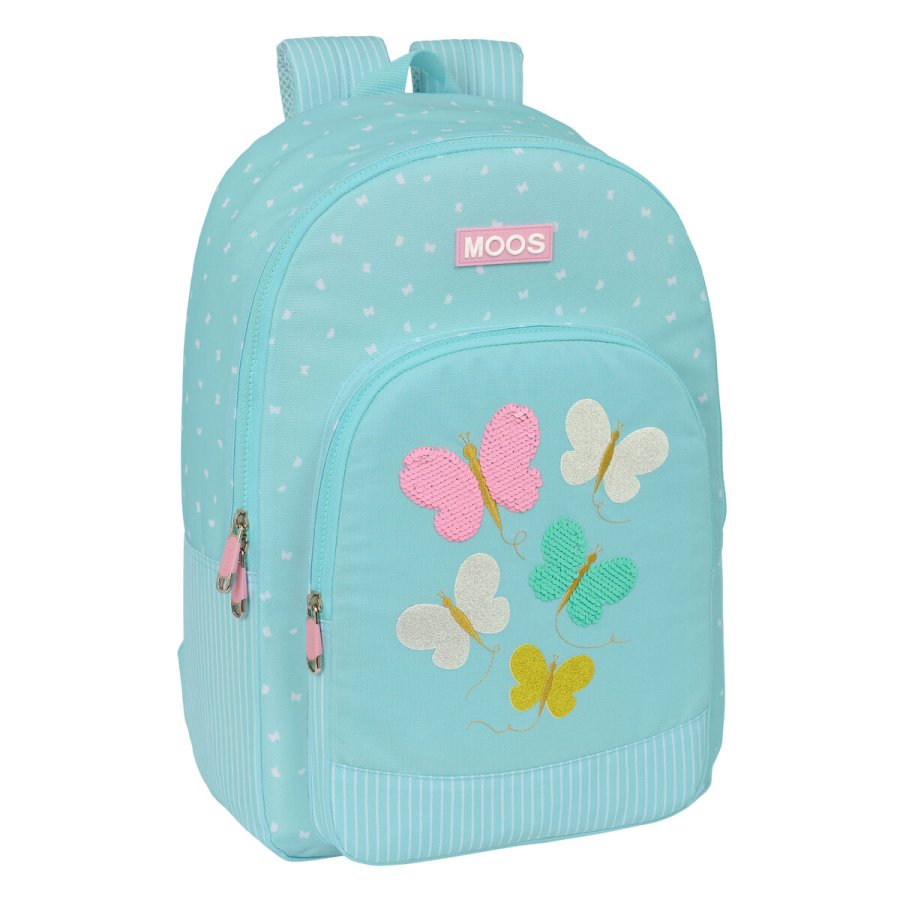 Skoletaske Moos Butterflies Bl 30 x 46 x 14 cm #1