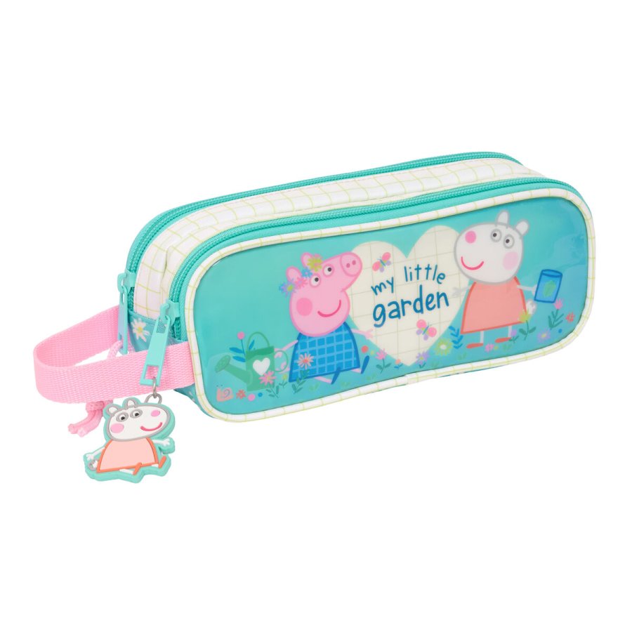 Dobbelt carry-all Peppa Pig Pretty flowers Gul Mint 21 x 8 x 6 cm #1