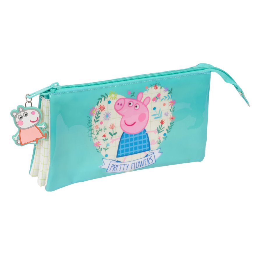 Tredobbelt bretaske Peppa Pig Pretty flowers Gul Mint 22 x 12 x 3 cm #1