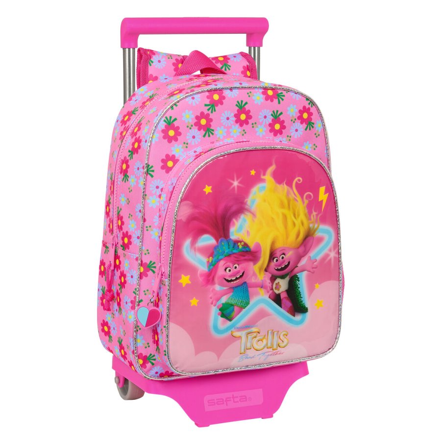 Skolerygsk med Hjul Trolls Pink 26 x 34 x 11 cm #1
