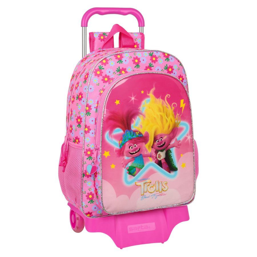 Skolerygsk med Hjul Trolls Pink 33 x 42 x 14 cm #1