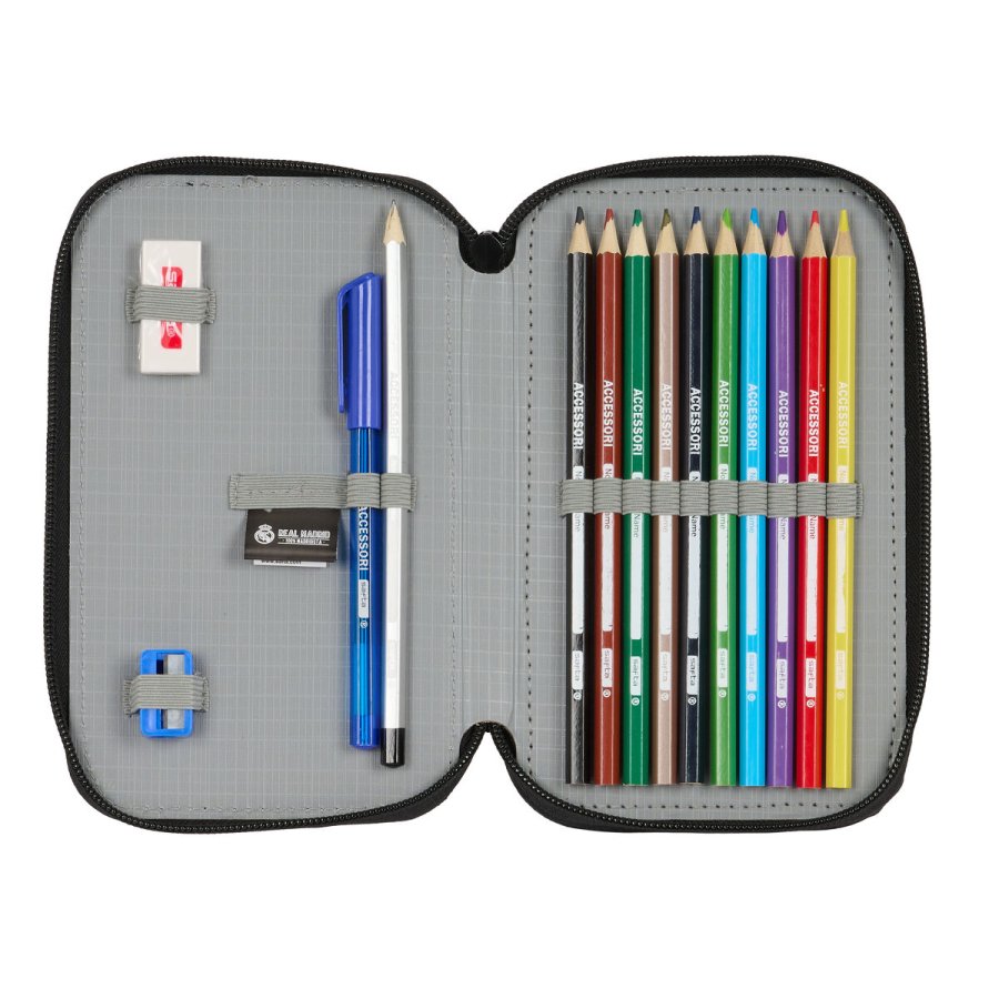 Dobbelt penalhus Real Madrid C.F. Sort 12.5 x 19.5 x 4 cm (28 Dele) #5