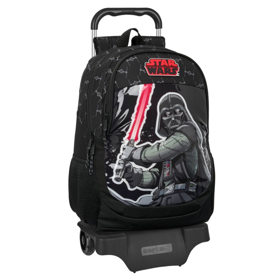 Skolerygsk med Hjul Star Wars The fighter Sort 32 x 44 x 16 cm #1