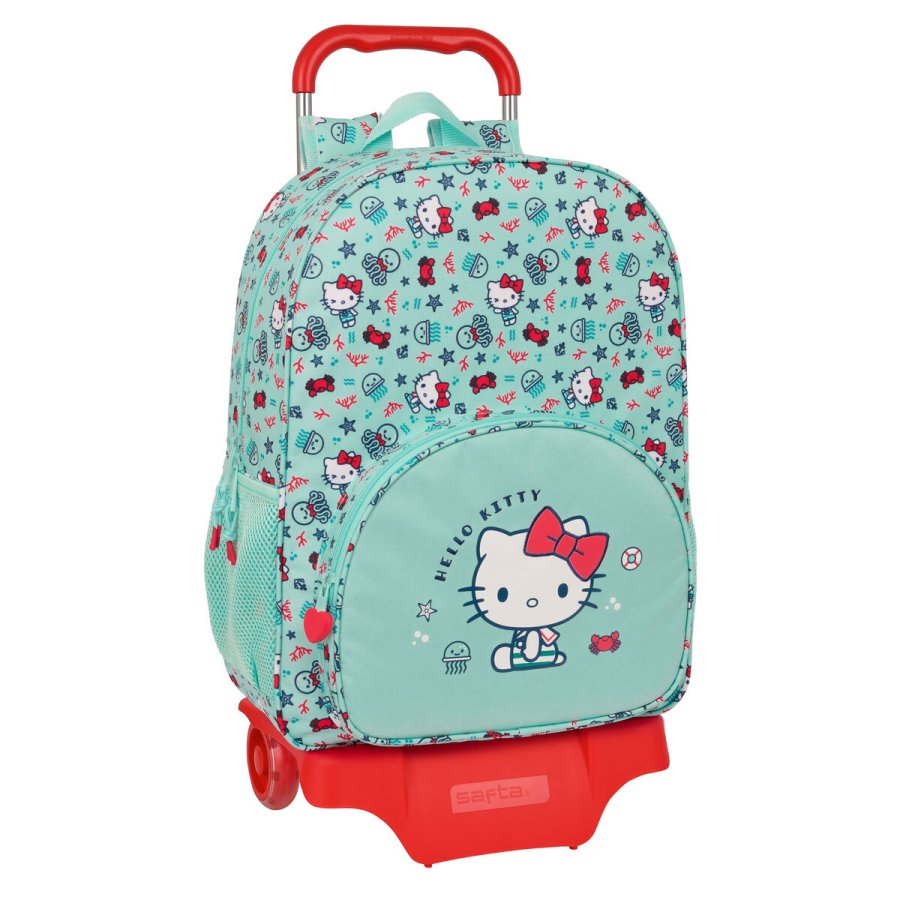 Skolerygsk med Hjul Hello Kitty Sea lovers Turkisbl 33 x 42 x 14 cm #1