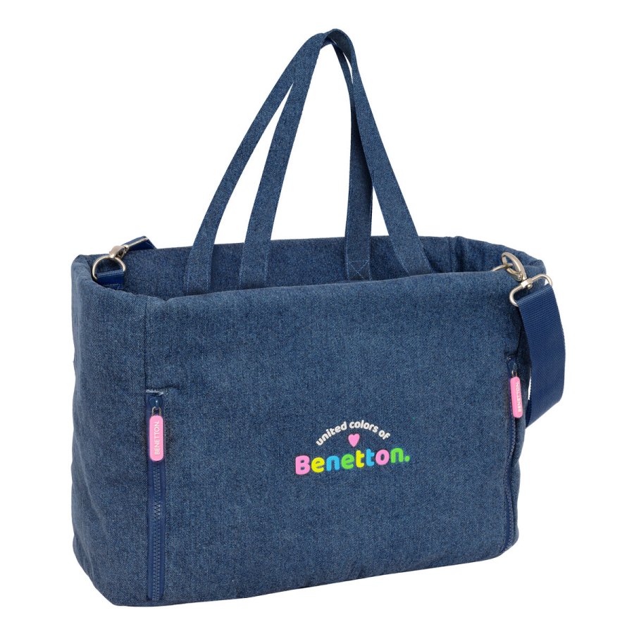 H�ndtasker Benetton Denim Bl� 40 x 31 x 17 cm #1