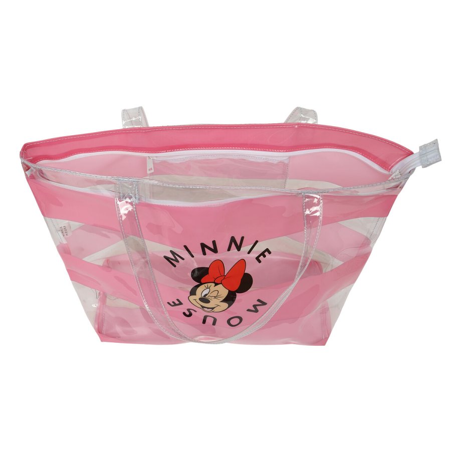 Hndtasker til damer Minnie Mouse Beach Pink Gennemsigtig #4