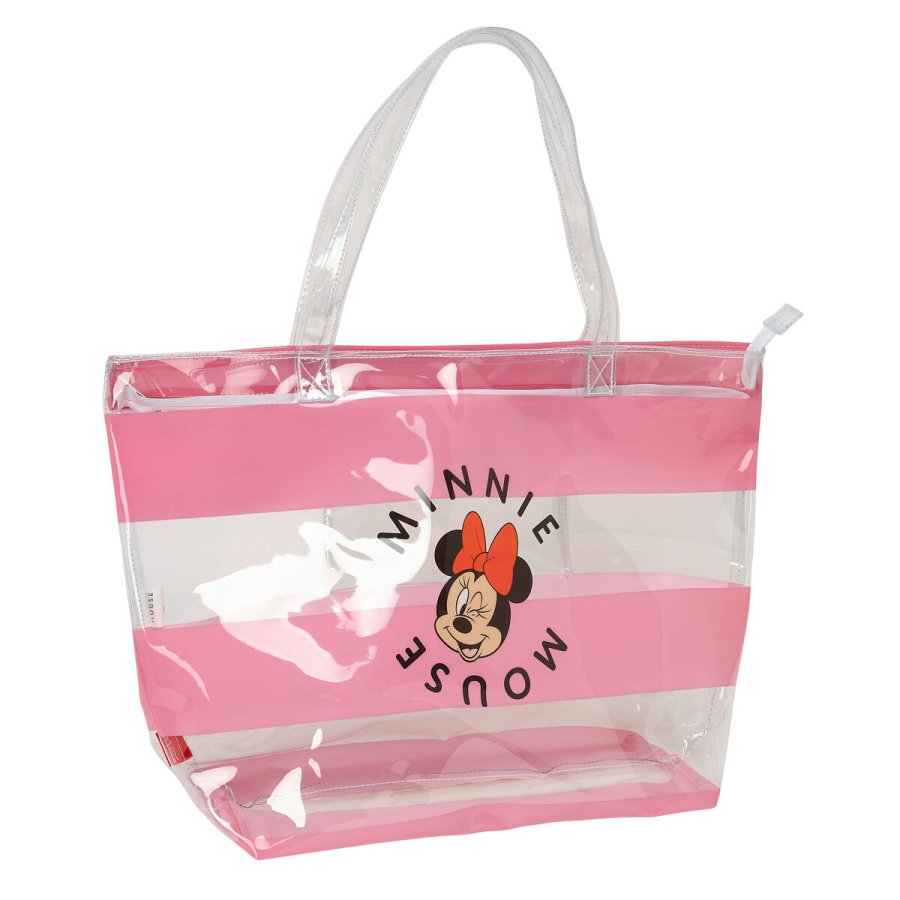 Hndtasker til damer Minnie Mouse Beach Pink Gennemsigtig #1