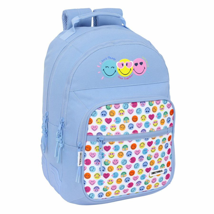 Skoletaske Smiley Joyful Bl Multifarvet 32 x 42 x 15 cm #1