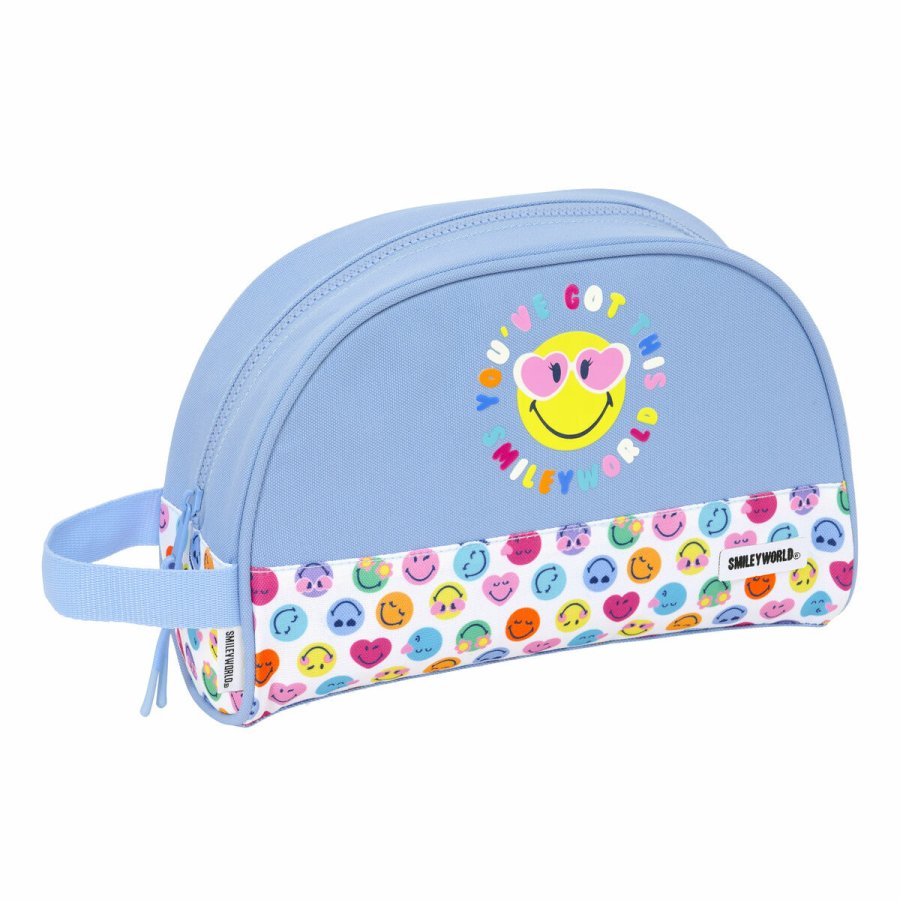 Rejsetoilettaske Smiley Joyful Multifarvet Lysebl Genanvendelig 28 x 18 x 10 cm #1