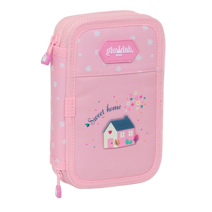 Dobbelt penalhus Glow Lab Sweet home Pink 12.5 x 19.5 x 4 cm (28 Dele) #1