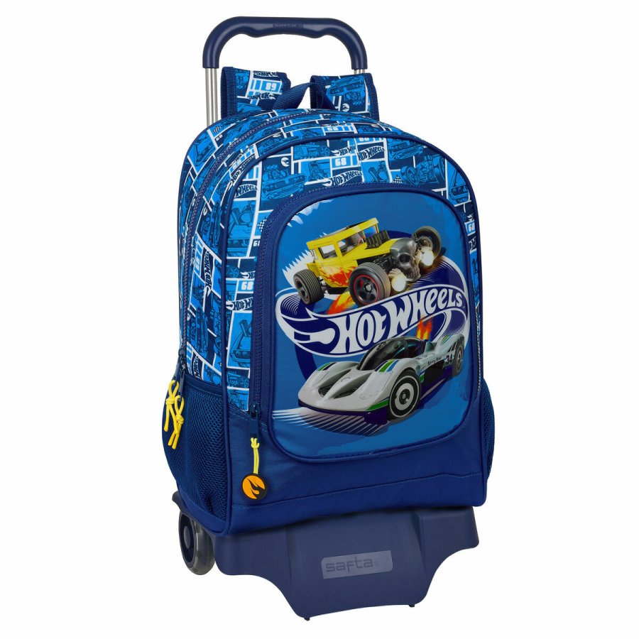 Skolerygsk med Hjul Hot Wheels Sonny Marinebl 32 x 42 x 14 cm #1