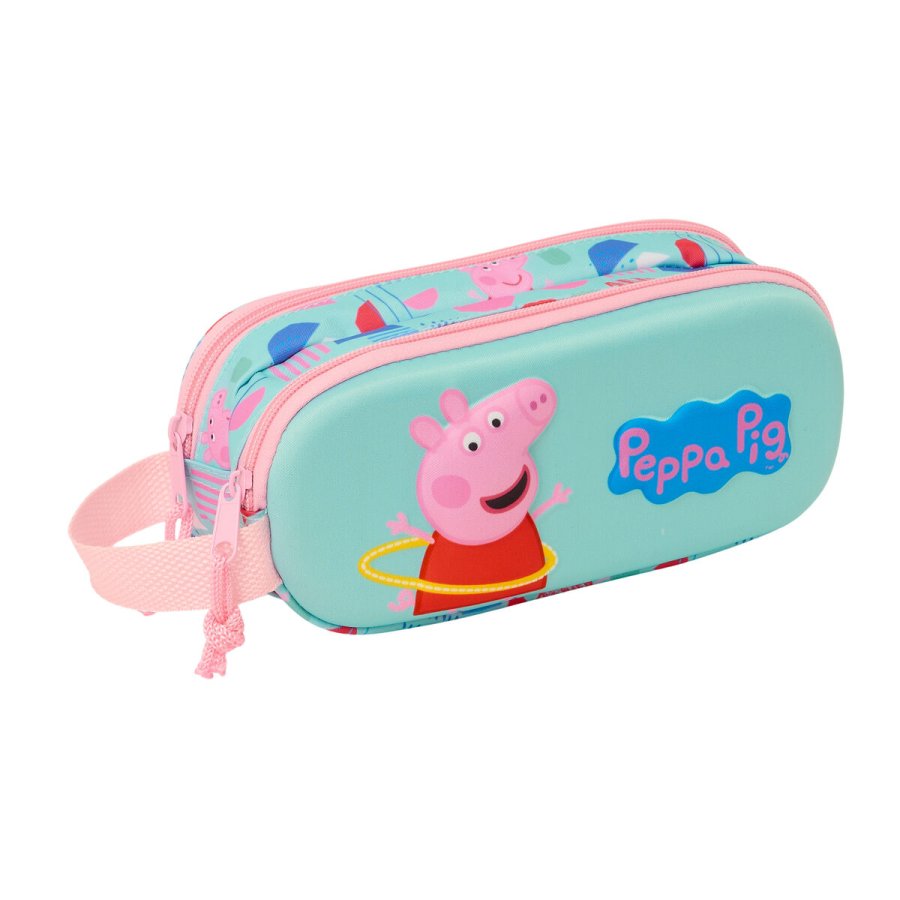 Dobbelt carry-all Peppa Pig Grn Pink 21 x 8 x 6 cm 3D #1