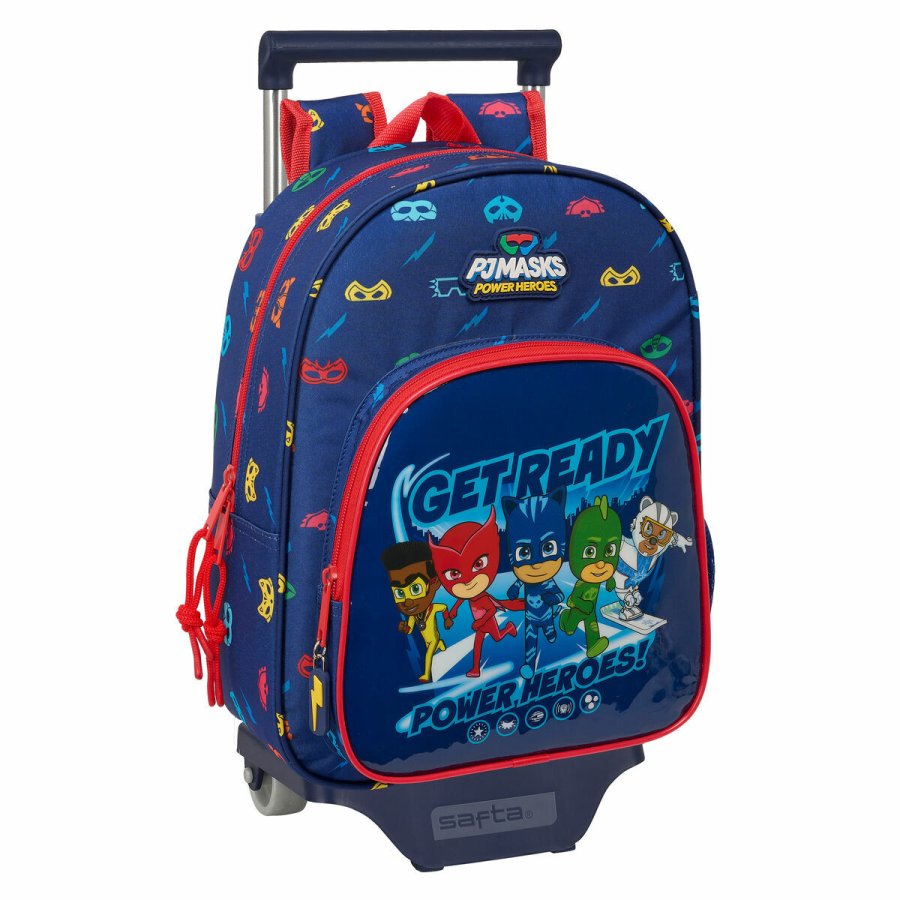 Skolerygsk med Hjul PJ Masks Ready Marinebl 26 x 34 x 11 cm #1