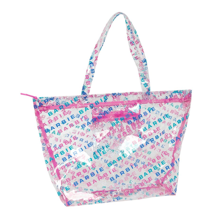 Hndtasker til damer Barbie Logomania Gennemsigtig Lyserd 54 x 35 x 17 cm #1