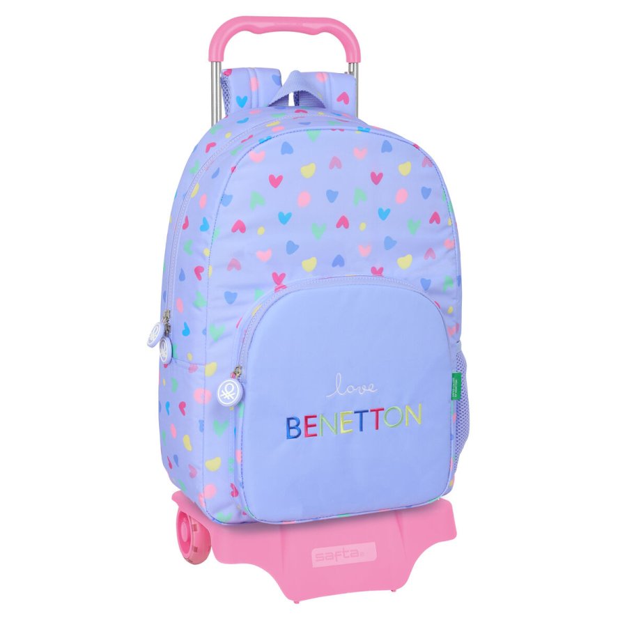 Skolerygsk med Hjul Benetton Lila Syren 30 x 46 x 14 cm #1