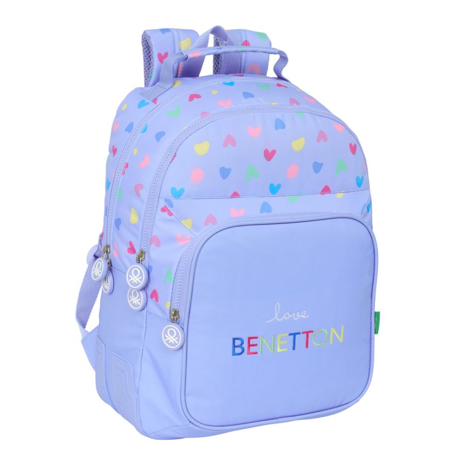 Skoletaske Benetton Lila Syren 32 x 42 x 15 cm #1