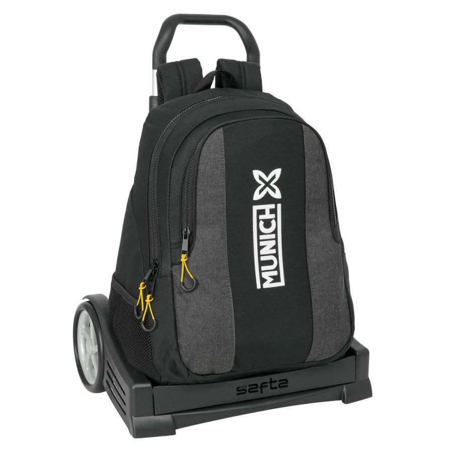 Skolerygsk med Hjul Munich Topo Sort 32 x 44 x 16 cm #1