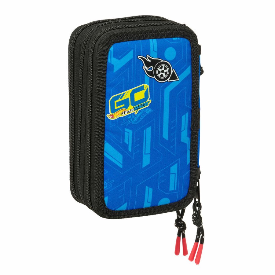 Tredobbelt Penalhus Hot Wheels Let's race Bl Sort 12,5 x 19,5 x 5,5 cm 37 Dele #4