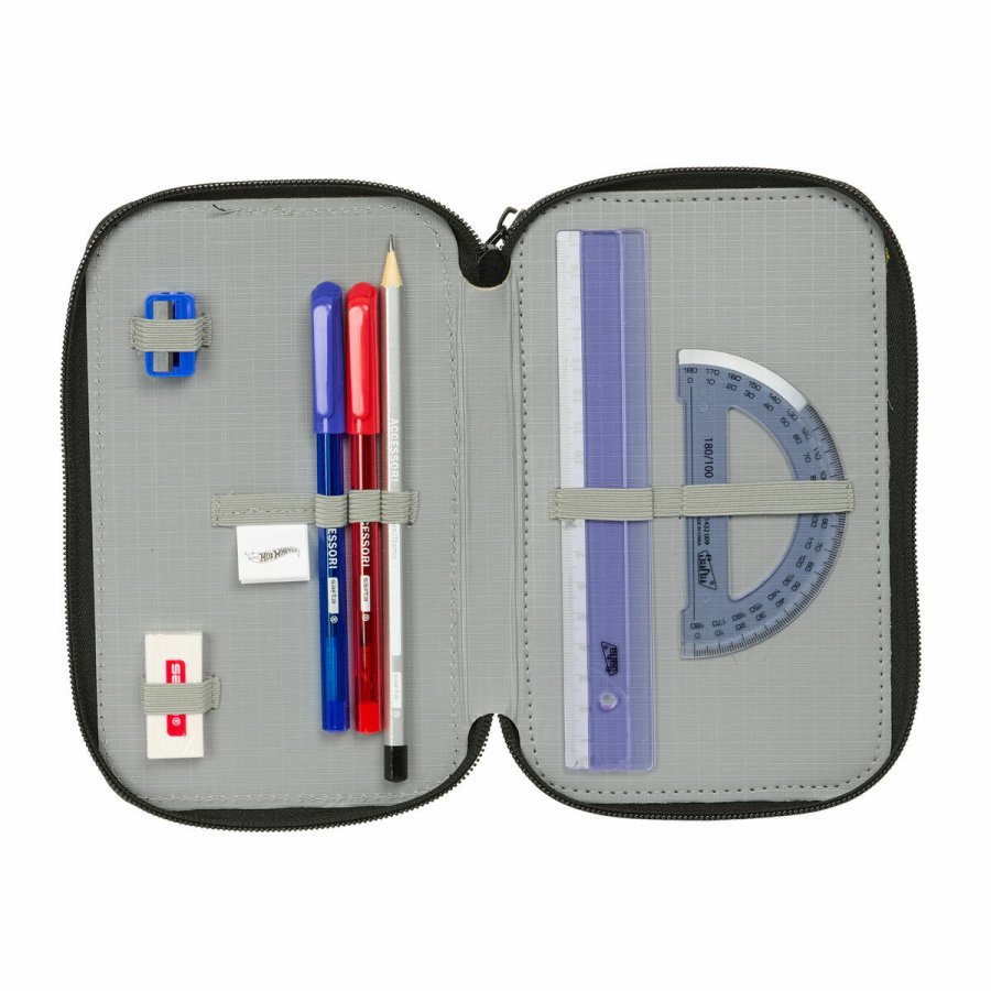 Tredobbelt Penalhus Hot Wheels Let's race Bl Sort 12,5 x 19,5 x 5,5 cm 37 Dele #5