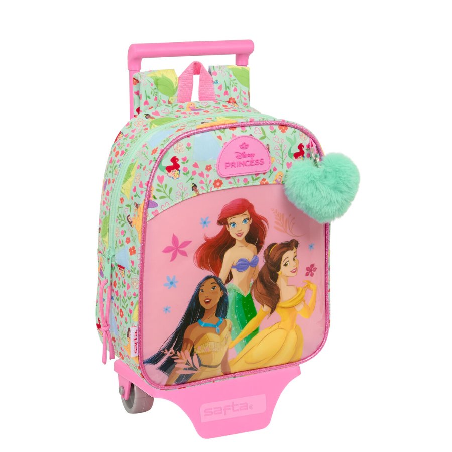 Skolerygsk med Hjul Disney Princess Bloom Grn Pink 22 x 27 x 10 cm #1