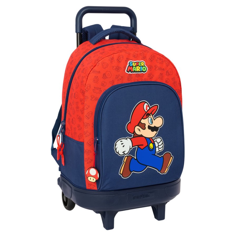 Skolerygsk med Hjul Super Mario Trick Rd Mrkebl 33 x 45 x 22 cm #1