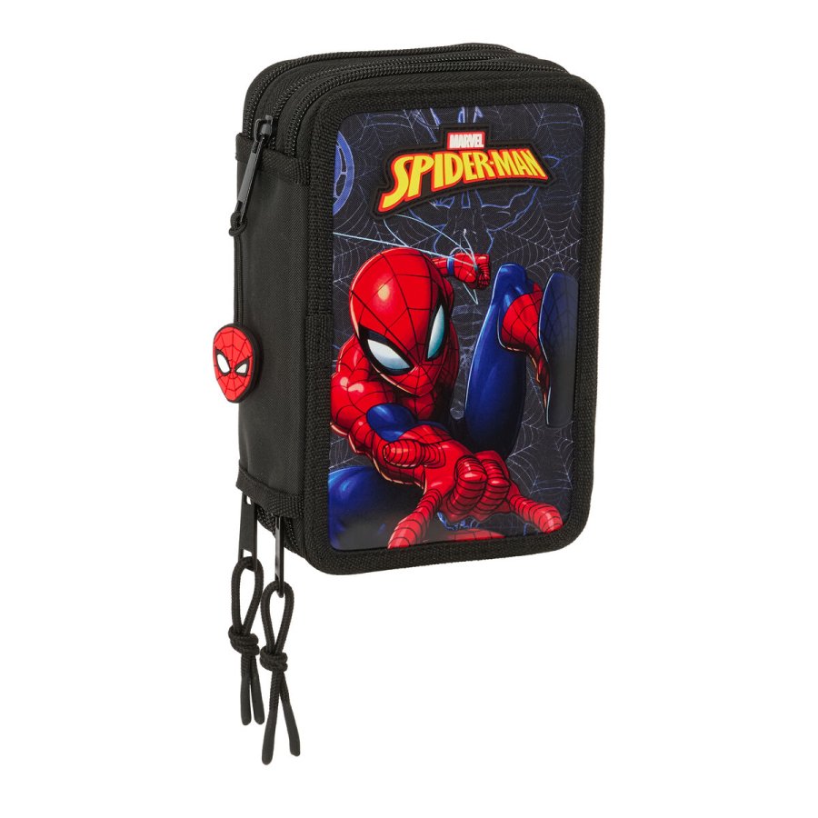 Penalhus med Tilbehr Spider-Man Attack Sort 12,5 x 19,5 x 5,5 cm 37 Dele #1