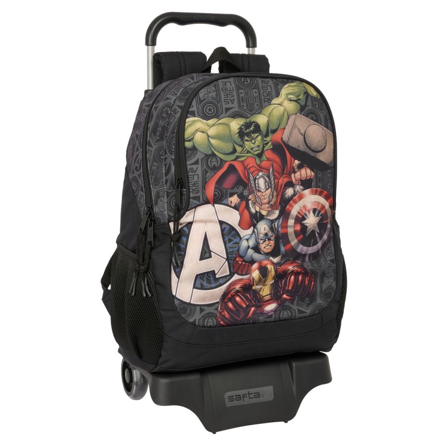 Skolerygsk med Hjul The Avengers Vendetta Sort 32 x 44 x 16 cm #1