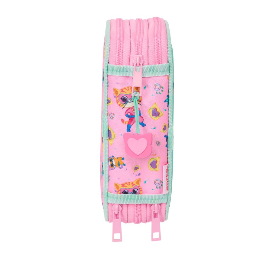 Tredobbelt Penalhus SuperKitties Pink Turkisbl 12,5 x 19,5 x 5,5 cm 37 Dele #3