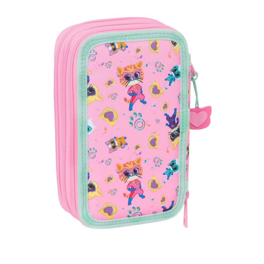 Tredobbelt Penalhus SuperKitties Pink Turkisbl 12,5 x 19,5 x 5,5 cm 37 Dele #5