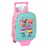 Skolerygsk med Hjul SuperKitties Pink Turkisbl 22 x 27 x 10 cm #1