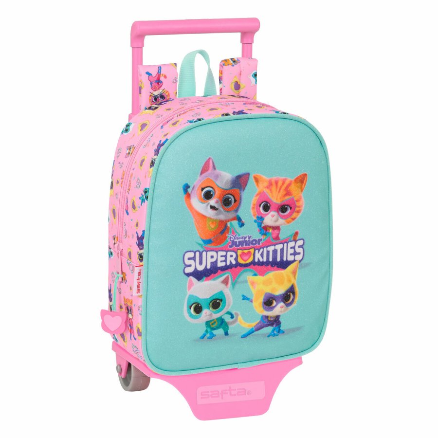Skolerygsk med Hjul SuperKitties Pink Turkisbl 22 x 27 x 10 cm #1