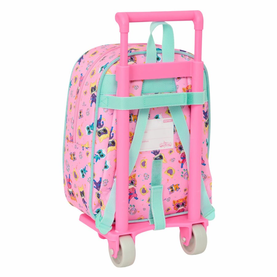 Skolerygsk med Hjul SuperKitties Pink Turkisbl 22 x 27 x 10 cm #3