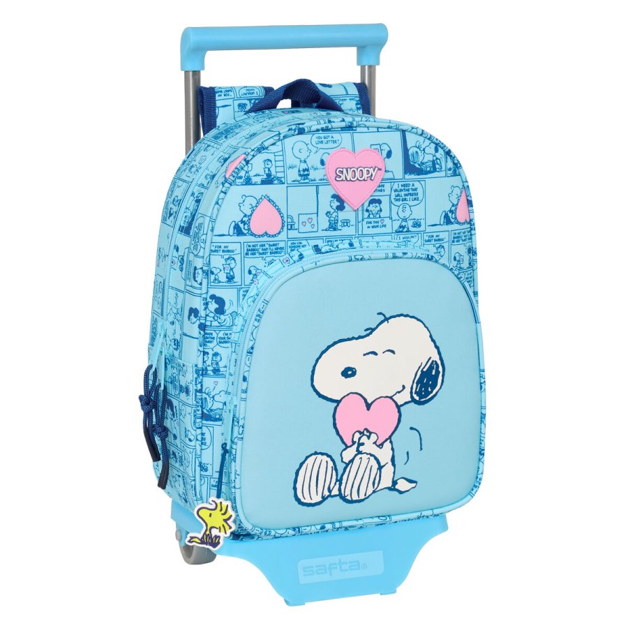 Skolerygsk med Hjul Snoopy Love Bl 26 x 11 x 67 cm 26 x 34 x 11 cm #1