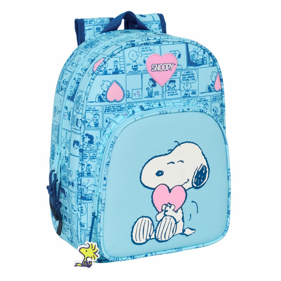 Skoletaske Snoopy Love Lysebl 26 x 34 x 11 cm #1