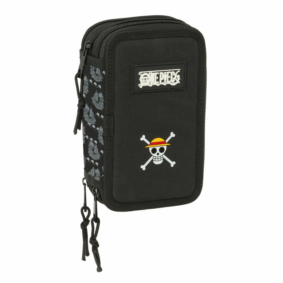 Tredobbelt Penalhus One Piece Pirates Sort 12,5 x 19,5 x 5,5 cm 37 Dele #1
