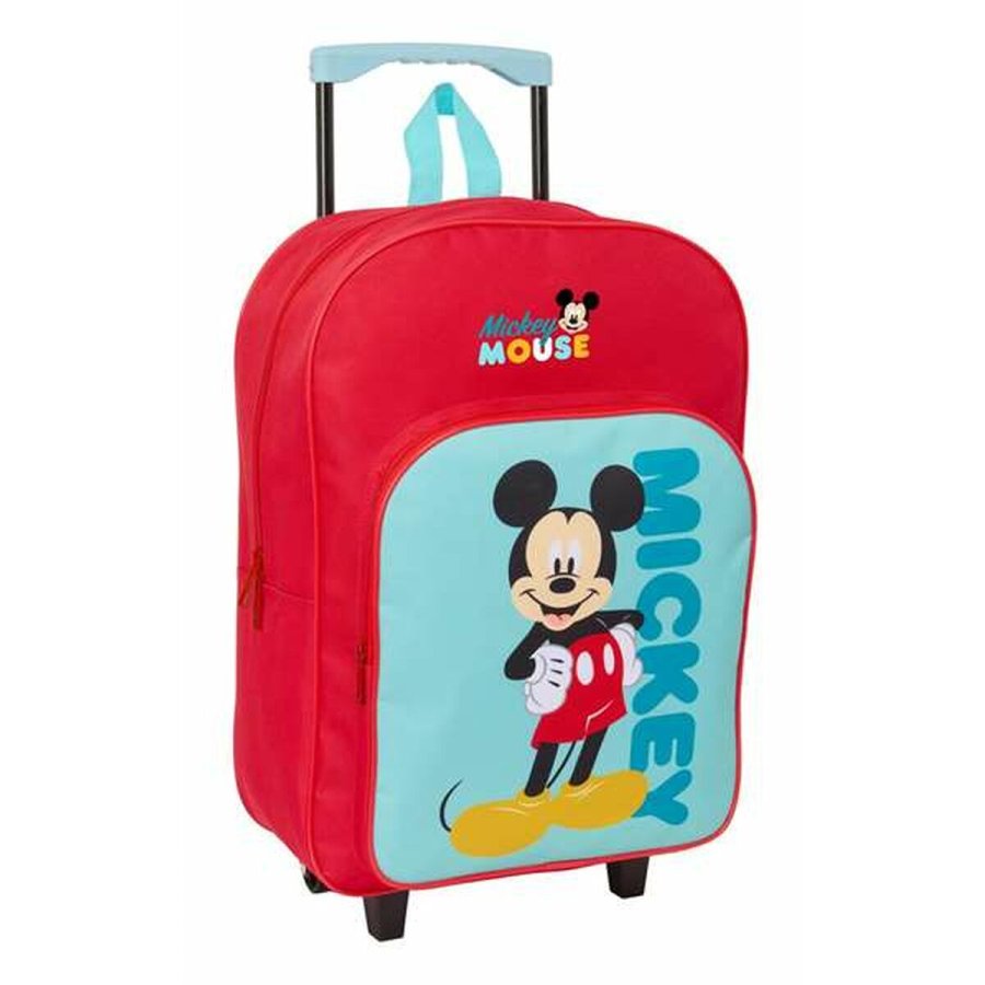 Skolerygsk med Hjul Mickey Mouse Bl Rd 32 x 42 x 14 cm #1