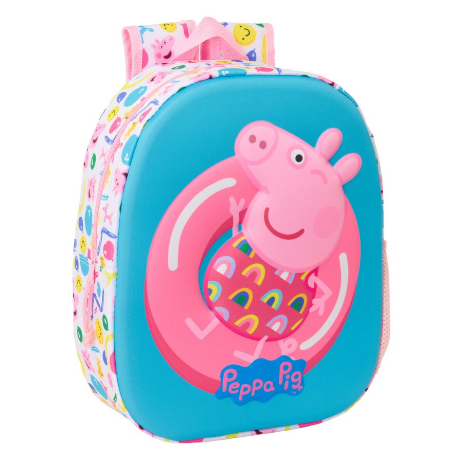 Brnetaske Peppa Pig Bl Hvid Pink 27 x 33 x 10 cm 3D #1